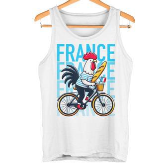 France Bicycle And Baguette Breton Stripes Rooster Tank Top - Geschenkecke