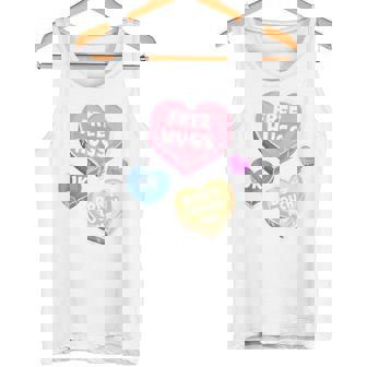 Free Hugs Just Kidding Don't Touch Me Valentines Day Hearts Tank Top Tank Top - Monsterry
