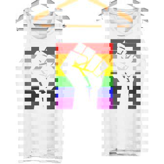 Gay Pride Resist Fist Rainbow Flag LGBTQ Shirt Tank Top - Monsterry
