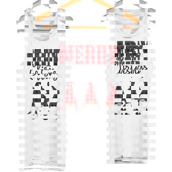 Gnomes Christmas Faceless Doll Merry Christmas Plaid Pajamas Tank Top - Monsterry