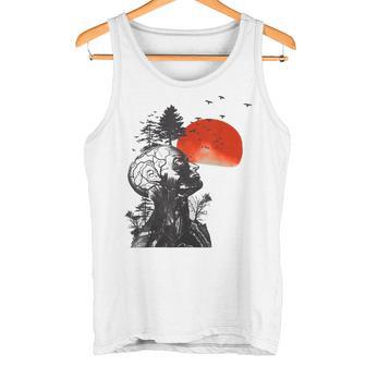 Hangover Human Tree Surreal Artistic Sunset Gray Tank Top - Geschenkecke