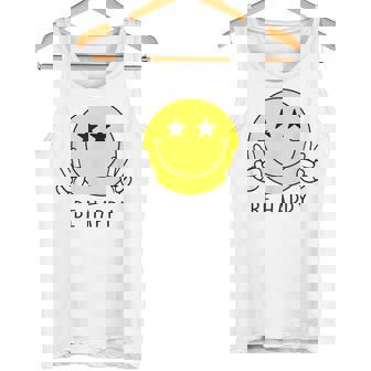 Be Happy Star Eyes Camisa Con Cara Sonriente Amarilla Camiseta sin mangas - Regaloses
