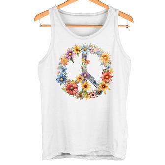 Hippie Daisy Peace Sign Retro Flower Sunflower Lovers Tank Top - Monsterry