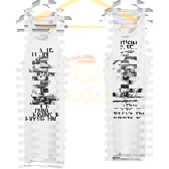 It's Fine I'm Fine Everything Is Fine Christmas Dog Lover Tank Top - Monsterry