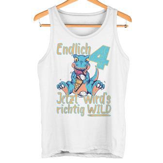 Kinder Endlich 4 4 Geburtstag Dinosaurier Cooler T-Rex Junge Tank Top - Geschenkecke