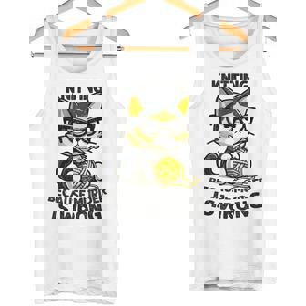 Kitten Knitting Because Murder Is Wrong Cat Tank Top - Monsterry