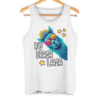 Lama No Drama With Sunglasses Cool Saying Alpaca Tank Top - Geschenkecke