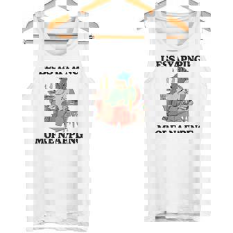 Less Yapping More Napping Bear Lover Reading Tank Top - Monsterry