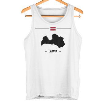 Lettische Flagge Mit Landkarte Und Name Des Landes Lettland Tank Top - Geschenkecke