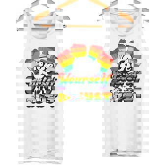 LGBT Pride Month Be Yourself They'Ll Adjust Rainbow Fist Tank Top - Monsterry