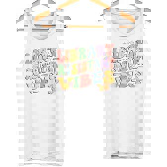 Library Assistant Vibes First Day Of School Retro Librarian Tank Top - Monsterry