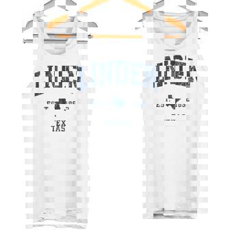 Linden Texas TX Vintage Athletic Navy Sports Tank Top - Monsterry