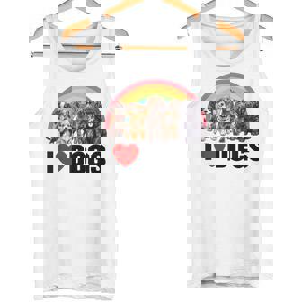 I Love Dogs Shirt Cute Rainbow Shirt I Heart Dogs Tank Top - Monsterry