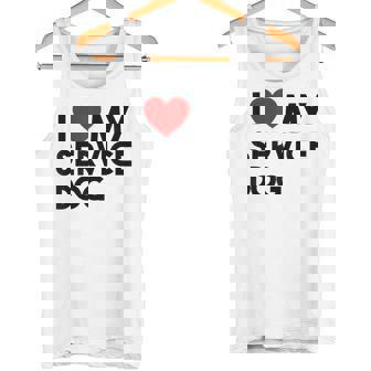 I Love Service Dog Emotional Support Human Dog Mom Paw Tank Top - Monsterry