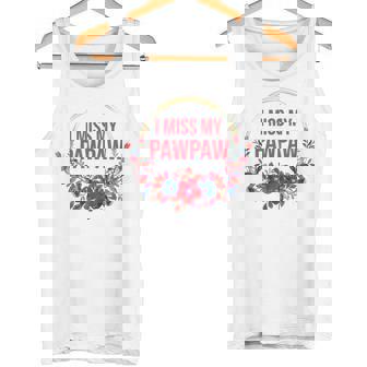 I Miss My Pawpaw Flower Red Blue Floral Family Memorial Tank Top - Monsterry