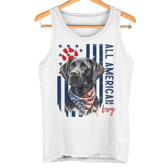 Patriotic USA Flag Labrador All American Boy Lab Owner Tank Top - Monsterry