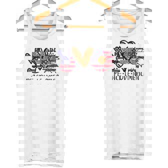 Peace Love America American Flag Leopard Men 4th Of July Tank Top - Monsterry