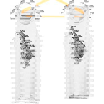 Rabbit Bunny Hare Realistic Drawing Graphic Wildlife Animal Tank Top - Monsterry