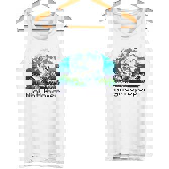 Rabbit Hare Animal Full Moon At Night Bunny 8-Bit Pixel Art Tank Top Tank Top - Monsterry