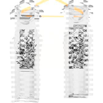 The Reader Skeleton Book Lover Tarot Card Reading Book Tank Top - Monsterry