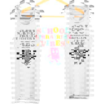 Retro School Librarian Vibes Book Reading Library 70s Book Tank Top - Monsterry