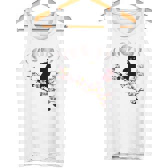 Sakura Chat Noir Fleurs Fleurs De Cerisier Phases Lunaires Débardeur e - Cadeauxyz