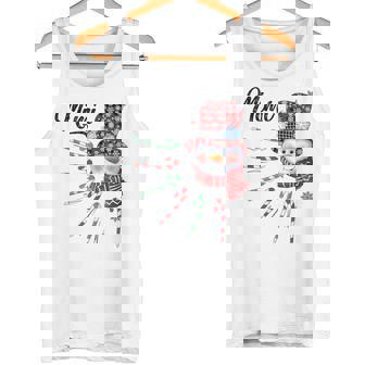 Snowman Mimi Candy Cane Red Plaid Christmas Tank Top - Monsterry