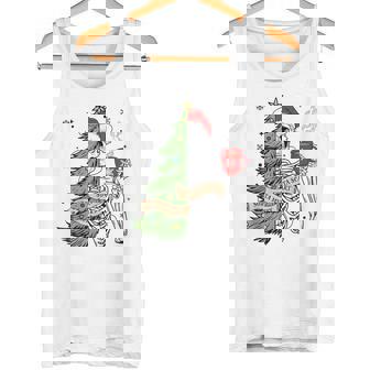Sorta Merry Sorta Scary Skeleton Snow Christmas Tree Xmas Tank Top - Monsterry