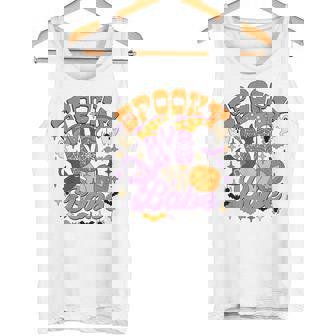 Spooky Babe Cowboy Boots Fall Vibes Ghost Halloween Pumpkin Tank Top - Monsterry