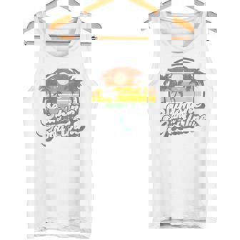Sunshine And Good Wine Beach Retro 70s Vintage Vacation Tank Top - Monsterry
