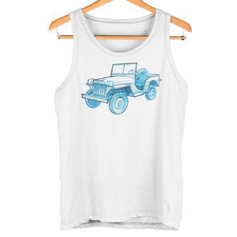 T-Shirt With Artwork Depicting Classic Four-Wheel Drive Ca Tank Top - Monsterry