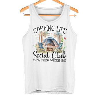 Vintage Camping Life Social Club Camp More Worry Less Tank Top - Monsterry