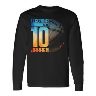 10 Geburtstag Retro Basketball Spieler 10 Jahre Junge Kind Langarmshirts - Geschenkecke