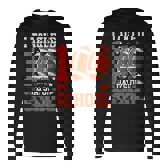 100 Days Of School Football 100th Day For Boys Kids Long Sleeve T-Shirt - Monsterry