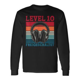 10Th Birthday Boysideo Gamer Level 10 Unlocked Boys Langarmshirts - Geschenkecke