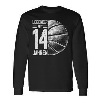 14Th Birthday Retro Basketball Player 14 Years Boy Boys Langarmshirts - Geschenkecke