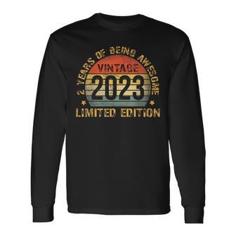 2 Year Old Bday Decorations Son Boy 2Yr 2023 2Nd Birthday Long Sleeve T-Shirt - Thegiftio UK