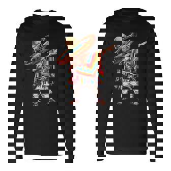 2025 Happy Party Mexican Boy Dabbing Poncho Cinco De Mayo Long Sleeve T-Shirt - Thegiftio