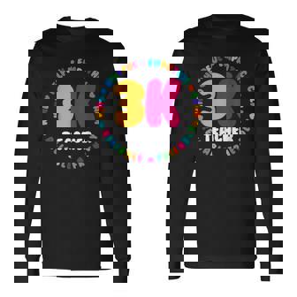 3K Teacher Team Squad Threes Crew PreK Elementary Team Long Sleeve T-Shirt - Monsterry