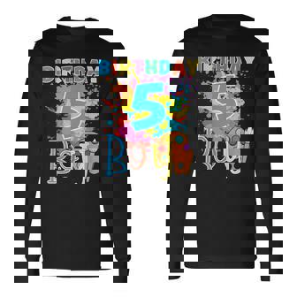 5 Years Old Birthday Boy 5th Bday Party Painting Art Palette Long Sleeve T-Shirt - Monsterry