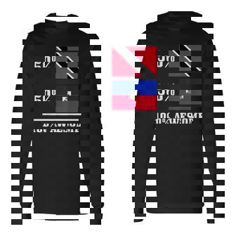 50 Trinidad & Tobago 50 Haiti Flag Long Sleeve T-Shirt - Thegiftio