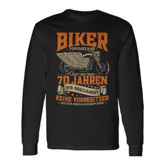 70Th Birthday Man Motorcycle Biker 70 Years Biker Langarmshirts - Geschenkecke