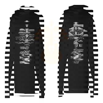Acoustic Guitar Tree Nature Lover Guitarist Guitar Player Long Sleeve T-Shirt - Seseable