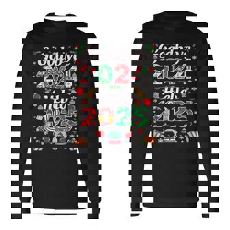 Adiós 2024 Hola 2025 Feliz Navidad Feliz Año Nuevo 2025 Camiseta de manga larga - Regaloses