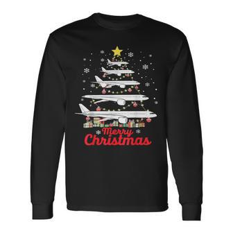 Aeroplane Christmas Tree Merry Christmas Most Likely Pilot Langarmshirts - Geschenkecke