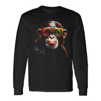 Affe Sonnenbrille Tier Zoo Bunt Kunst Affe Langarmshirts - Geschenkecke