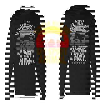 African Wild Dog Is My Spirit Animal Vintage Retro Sunset Long Sleeve T-Shirt - Monsterry