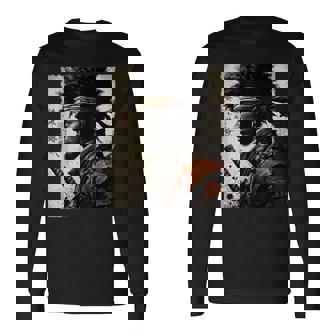 Afro American Samurai Vintage African Bushido Warrior Katana Long Sleeve T-Shirt - Monsterry