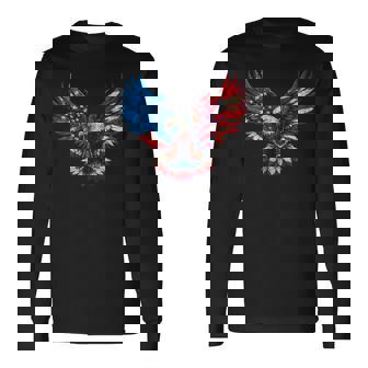 American Flag Bald Eagle Patriotic Eagle 4Th Of July Usa Long Sleeve T-Shirt - Seseable