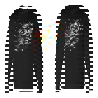 American Football Player Paint Long Sleeve T-Shirt - Thegiftio